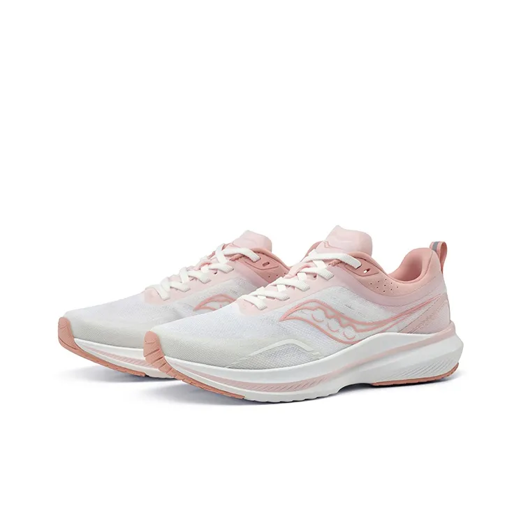 Saucony Humming 3 Cushioned Slip Resistant Low Top Casual Running Shoes Women's White Pink-2