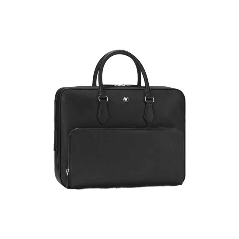MONTBLANC Cow Leather Portable Briefcases Medium Size Men's Black-1