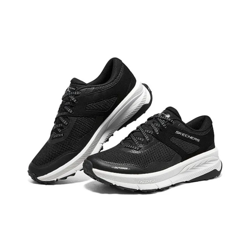 Skechers Switch Back Anti Slip Wear Resistant Low Top Running Shoes Women's Black White-3