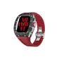 Carbon Fiber Case ◆ Red Strap ◆ Silver Frame/Buckle