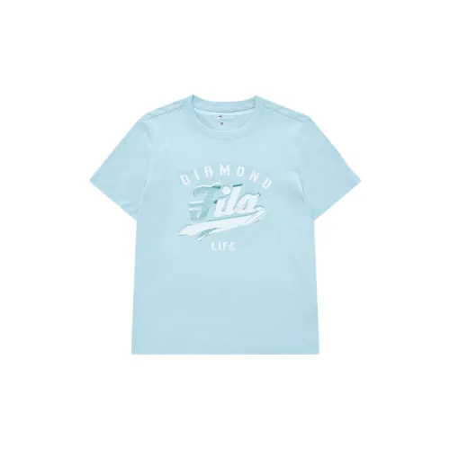 FILA FUSION BASEBALL Series T-Shirts Women's Clear Lake Blue