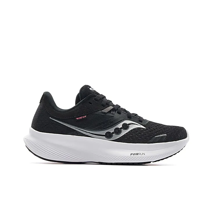 Saucony Ride 16 Cushioning, Slip Resistant, And Abrasion Resistant Low Top Sprint Running Shoes Women's Black White-1