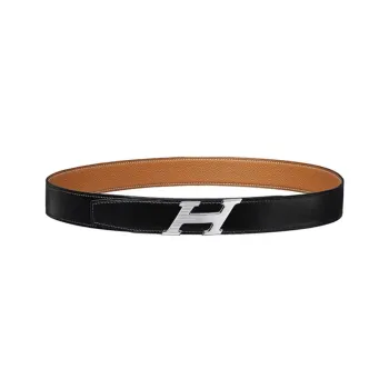 HERMES H Speed Leather Belts Men Black