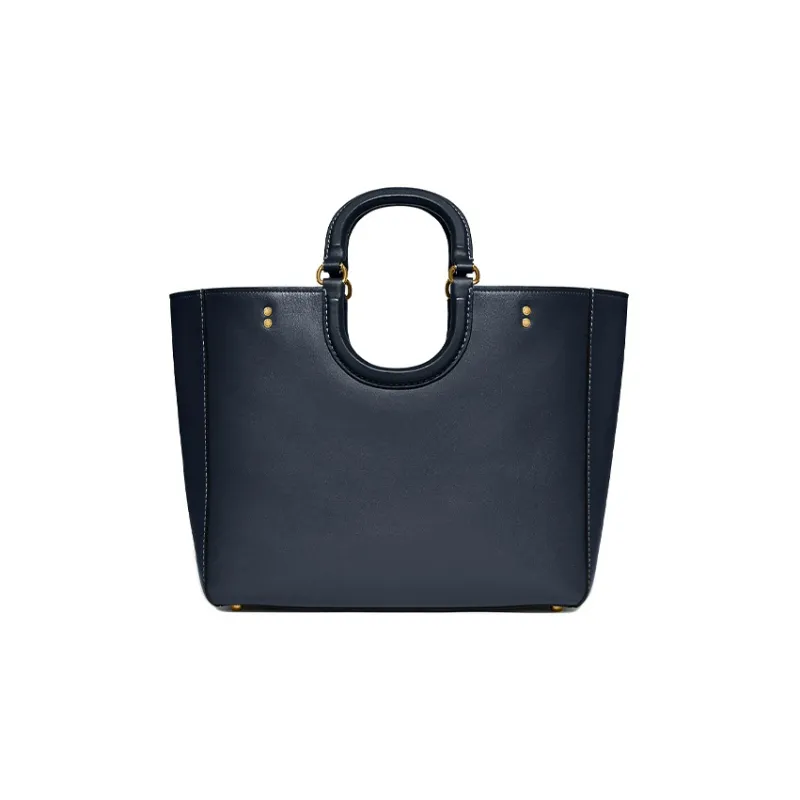 COACH Glove Tanning Tote Bag, Shopping Bag, Portable Crossbody Bag, Shoulder Bag Large Size Women's Dark Blue-2