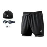 Black Swimming Shorts+Swimming Cap+Swim Goggles+Nose Plugs+Earplugs
