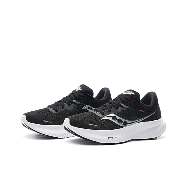 Saucony Ride 16 Cushioning, Slip Resistant, And Abrasion Resistant Low Top Sprint Running Shoes Women's Black White-2