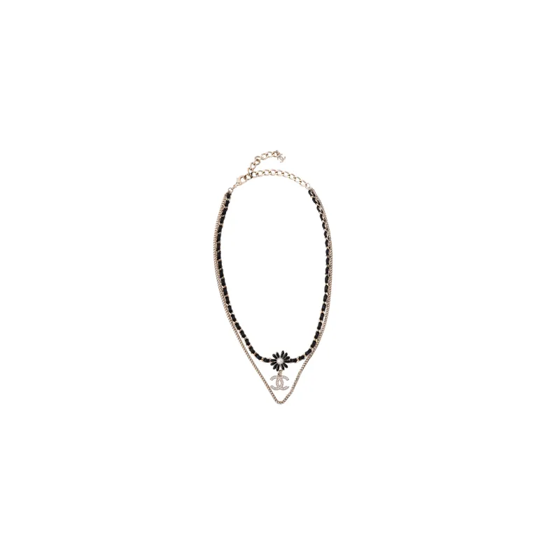 CHANEL Necklaces Women's Silver/Black-3