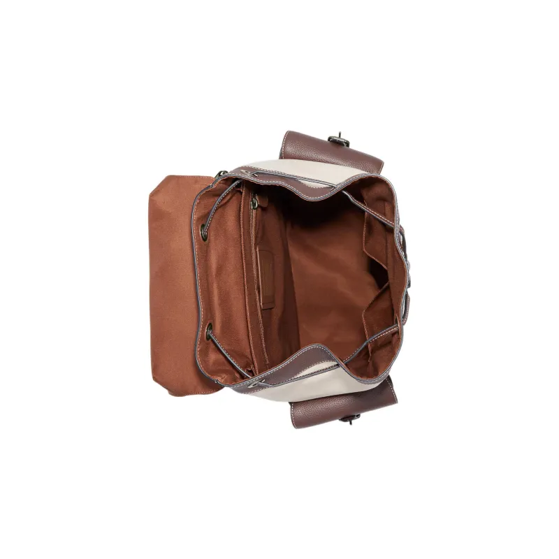 COACH Hudson Canvas With Natural Pebble Texture Backpack Tubas Men's Brown & Beige-2