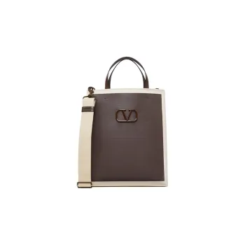 Valentino Cotton Tote Bag Shopping Bag Shoulder Bag Crossbody Bag Handbag Men's Light Umber
