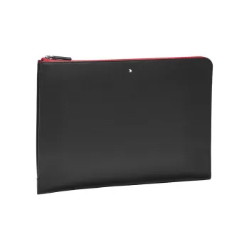 MONTBLANC Cow Leather Clutch Men's Black/Red