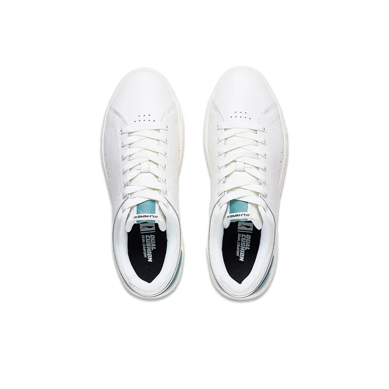 LiNing COMMON 70s Anti-Slip Wear-Resistant Low-Top Skateboard Shoes Men's White Green-2