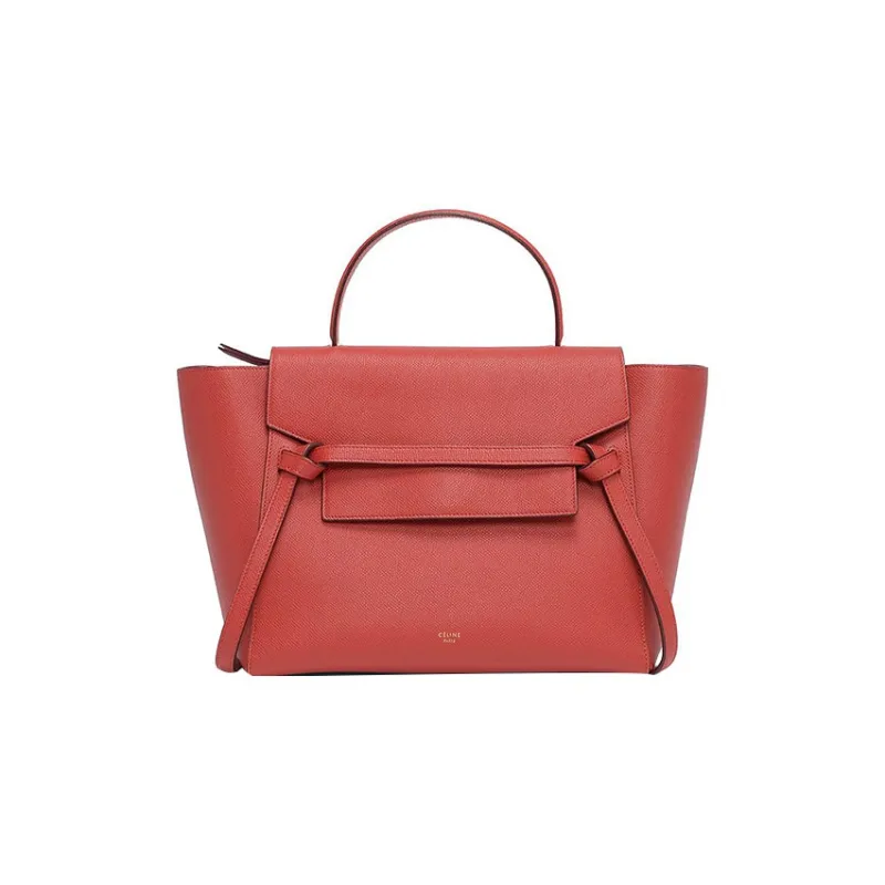 CELINE Belt Grained Cow Leather Handbag Catfish Bag Portable Crossbody Bag Shoulder Bag Women's Candy Color/Fox Red-0