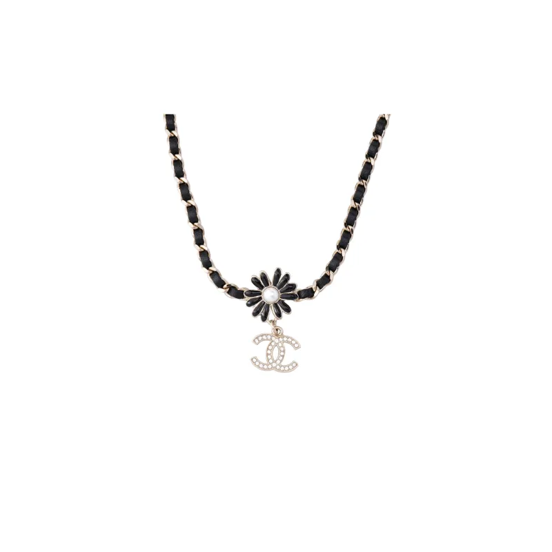 CHANEL Necklaces Women's Silver/Black-5