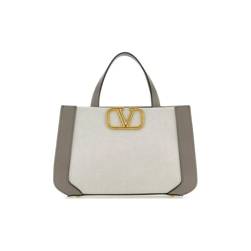 Valentino Canvas With Leather Canvas Bag, Handbag, Shoulder Bag Regular Women's Beige, Taupe-0