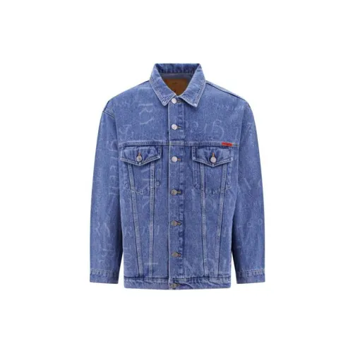 Martine Rose Denim Jackets Men Dark Blue