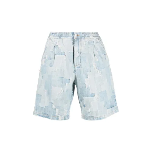 MARCELO BURLON COUNTY OF MILAN Cross-motif Light-wash Denim Shorts