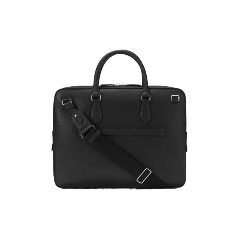 MONTBLANC Cow Leather Portable Briefcases Medium Size Men's Black-4