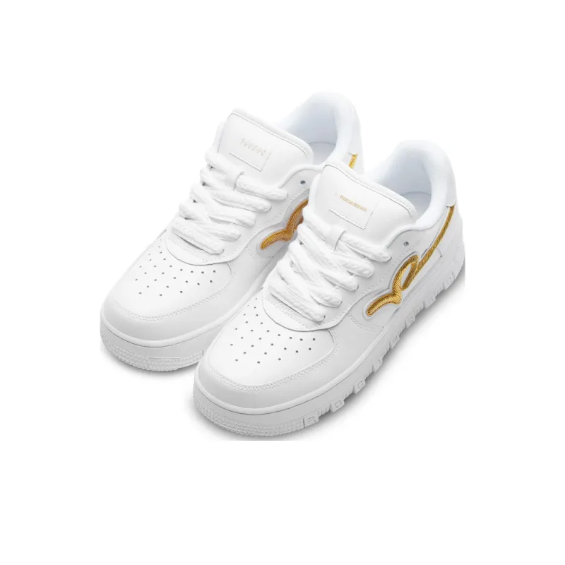 Xvessel X ROCAWEAR Skateboard Shoes Unisex Low Top White Gold-2