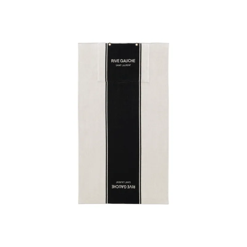 SAINT LAURENT Rive Gauche Sheepskin Fabric Tote Bag Shopping Bag Handbag Women's Black & White-3