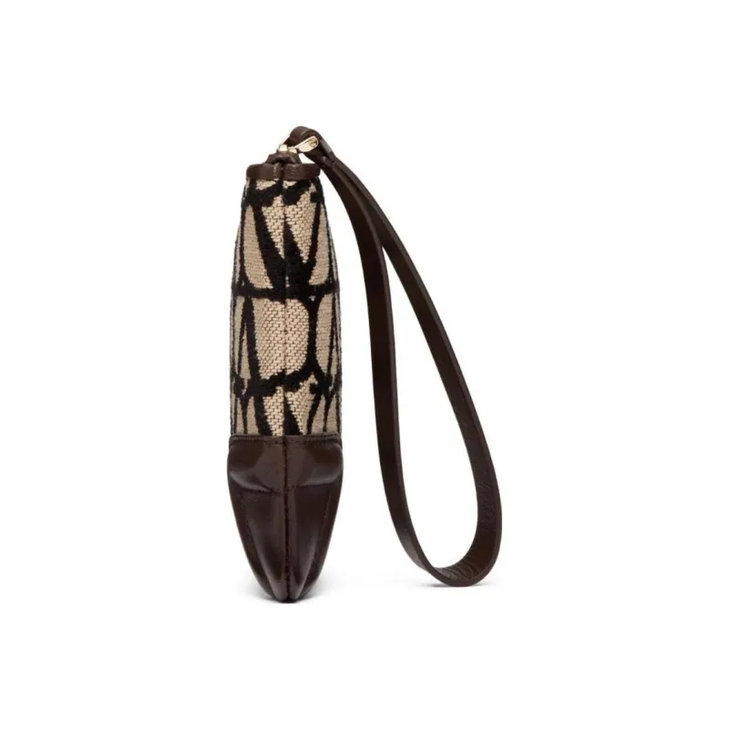 Valentino Leather Clutch Regular Women's Beige Black-5