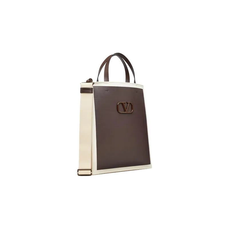 Valentino Cotton Tote Bag Shopping Bag Shoulder Bag Crossbody Bag Handbag Men's Light Umber-1