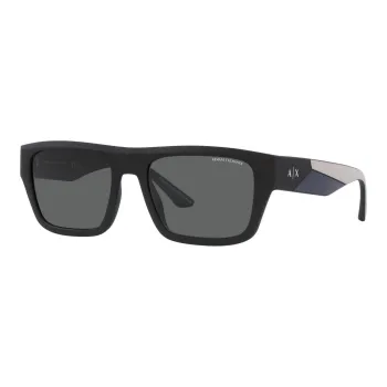ARMANI EXCHANGEAE Plate Frame Square Sunglasses Men's Matte Black