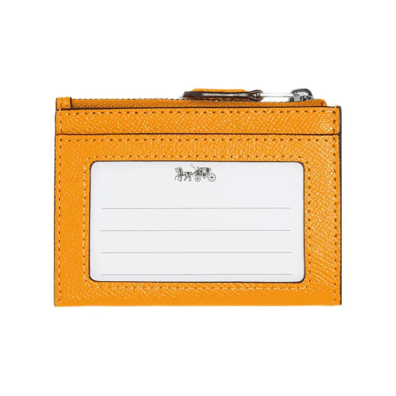 COACH Mini Id Skinny Leather Document Wallet Card Holders Mini Women's Papaya Color-3