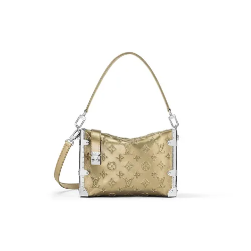 LOUIS VUITTON Metallic Light Gold Calfskin Side Trunk Light Gold