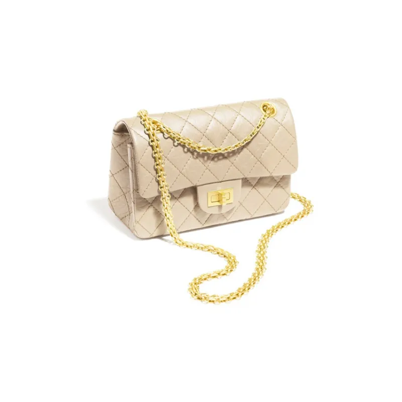 CHANEL 2.55 Calfskin Portable Crossbody Bag Shoulder Bag Women's Milk Tea-1