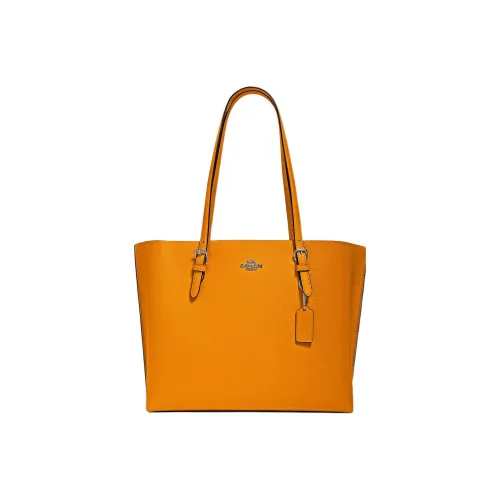 COACH Mollie Leather tote MONO Bag Shopping Bag Shoulder Bags Large Size Women's Orange