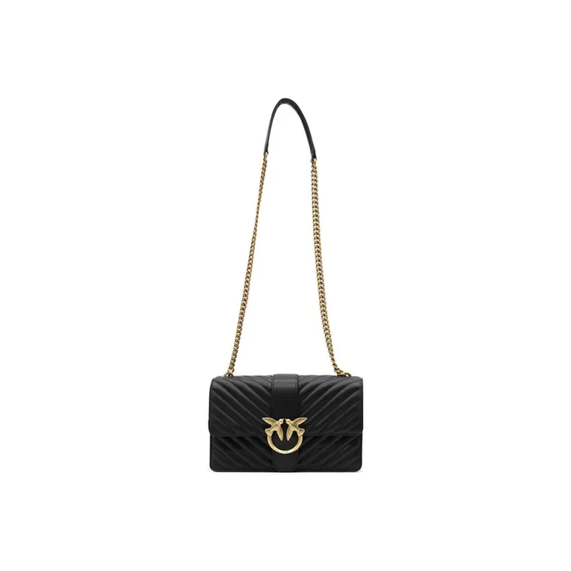 PINKO Love Icon Leather Crossbody Bag, Shoulder Bag Women's Black-2