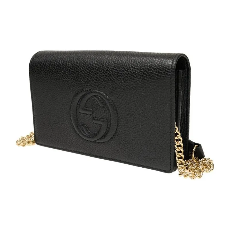GUCCI Soho Leather Wallet, Shoulder Bag, Crossbody Bag Women's Black-1