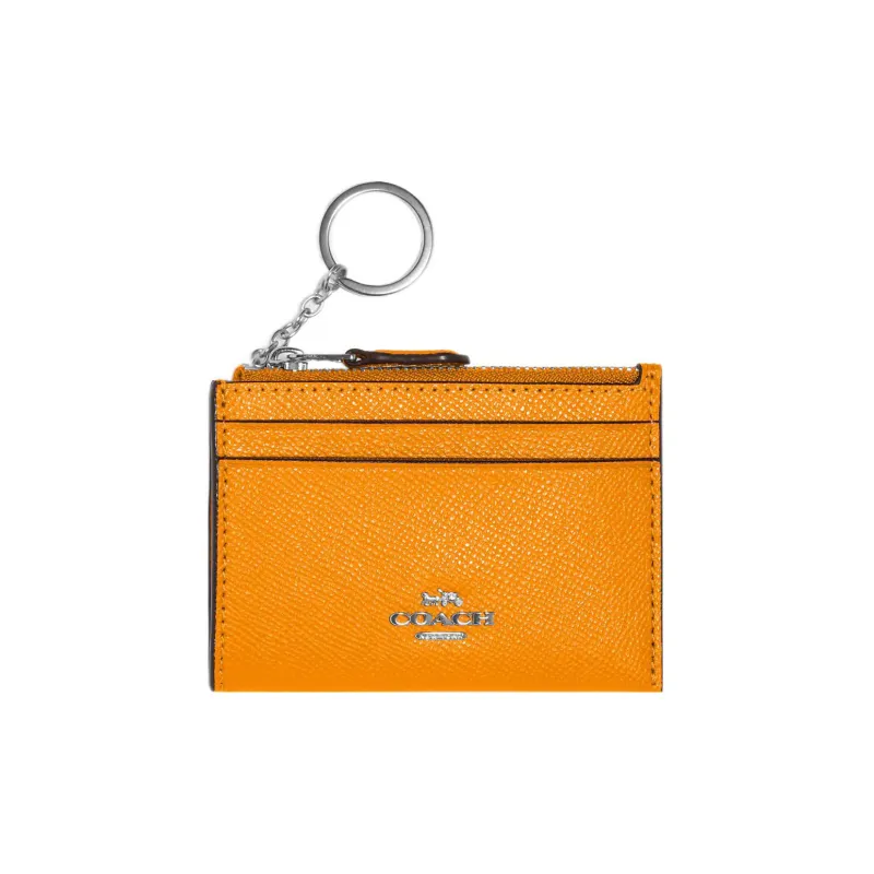 COACH Mini Id Skinny Leather Document Wallet Card Holders Mini Women's Papaya Color-0