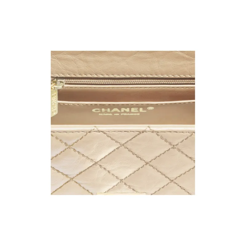 CHANEL 2.55 Calfskin Portable Crossbody Bag Shoulder Bag Women's Milk Tea-3