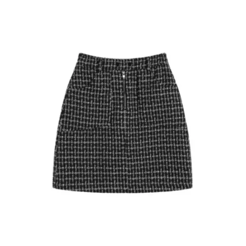 DIALOGUE Casual Short Skirts Women's Black/White Plaid