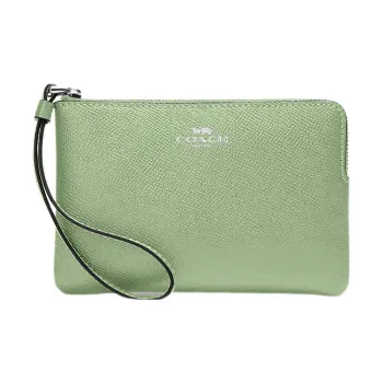 COACH Leather Clutches Wallets Mini Women's Grass Green