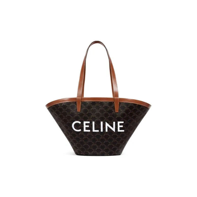 CELINE Couffin Canvas With Leather Binding Tote Bag, Shopping Bag, Handbag Tubas Women's Black/Brown-2