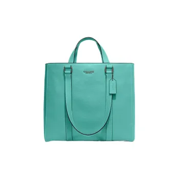 COACH Hudson Pebbled Leather Tote Bag Shopping Bag Handbag Large Size Women's Turquoise