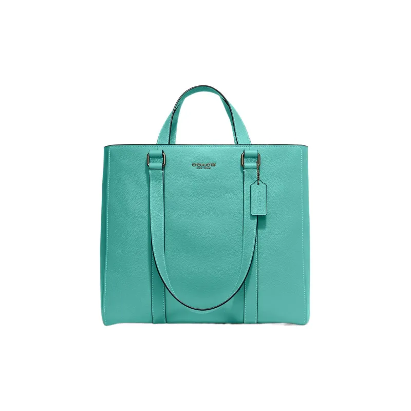 COACH Hudson Pebbled Leather Tote Bag Shopping Bag Handbag Large Size Women's Turquoise-0