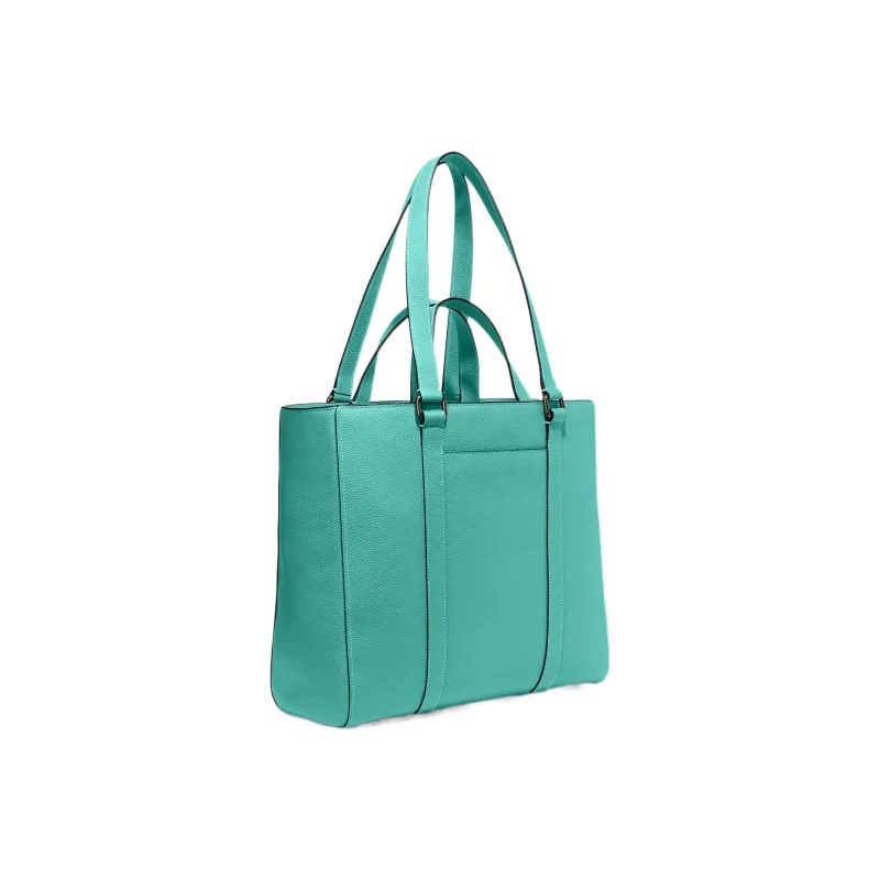 COACH Hudson Pebbled Leather Tote Bag Shopping Bag Handbag Large Size Women's Turquoise-1
