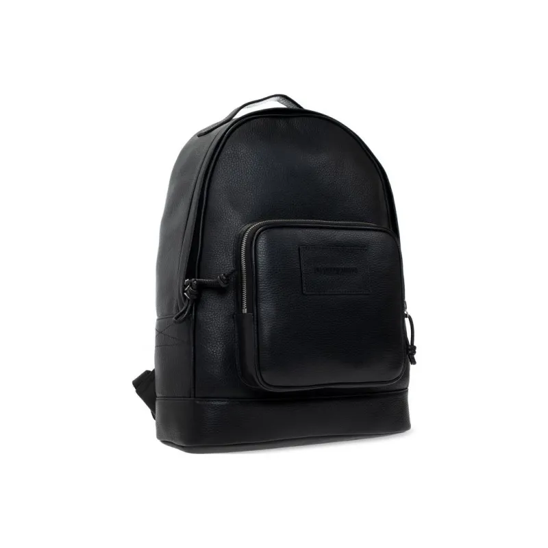EMPORIO ARMANI Cow Leather Backpack Large Size Men's Black-1