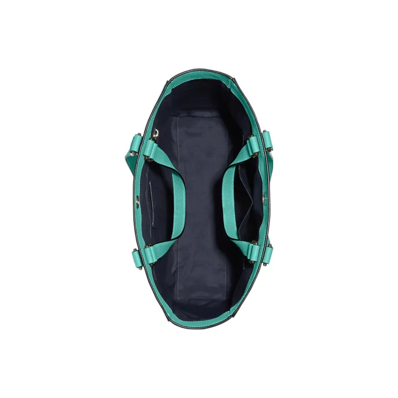 COACH Hudson Pebbled Leather Tote Bag Shopping Bag Handbag Large Size Women's Turquoise-2