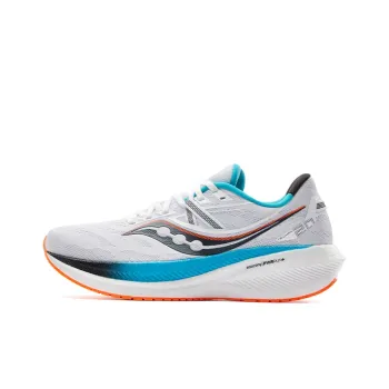 Saucony Triumph 20 Cushioned Slip Resistant Lightweight Low Top Training Running Shoes Unisex White Blue Orange