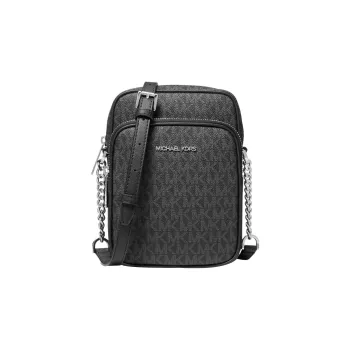 MICHAEL KORS Jet Set Travel Canvas Shoulder Bag, Crossbody Bag Medium Size Women's Black