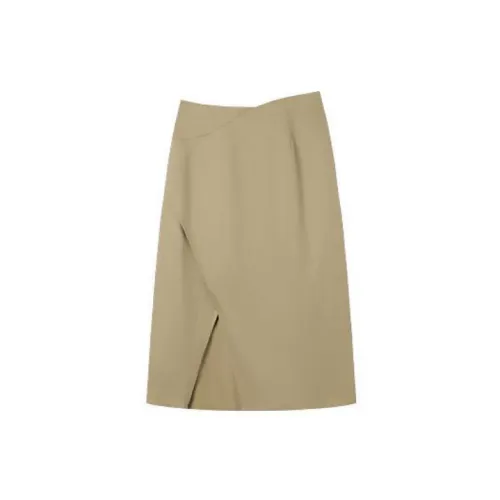 DIALOGUE Casual Long Skirts Women's Khaki Yellow