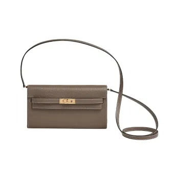 HERMES Kelly To Go Mysore Goat Skin Wallets Shoulder Bag Crossbody Bag Regular Women's 18Etoupe Elephant Gray