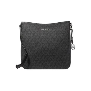 MICHAEL KORS Jet Set Travel Canvas With Leather Envelope Bag, Shoulder Bag, Crossbody Bag Large Size Women's Black