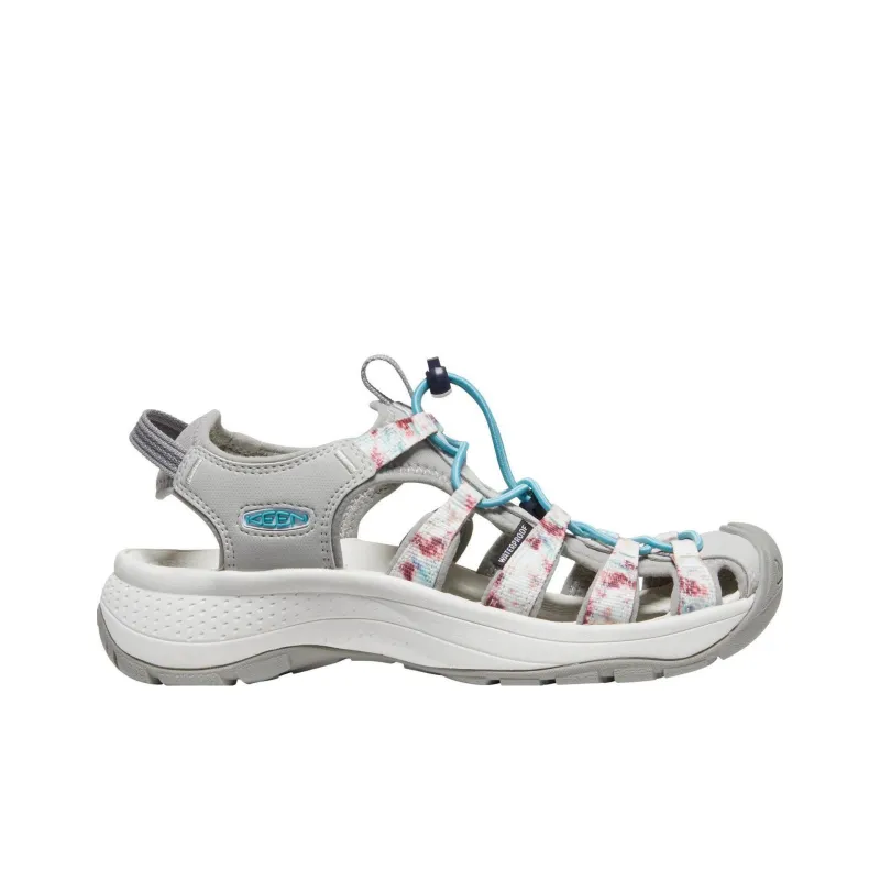 KEEN Astoria West Sandal Anti Slip Wear Resistant River Trekking Shoes Women's Tie Dye Gray, White-1