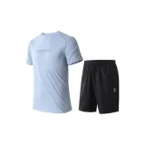 Set (Mist Blue Short-Sleeved+Phantom Black Shorts)