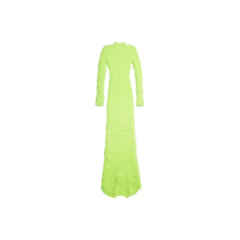 Balenciaga SS23 Long-Sleeved Dresses Slim Fit Women's Fluorescent Yellow-1